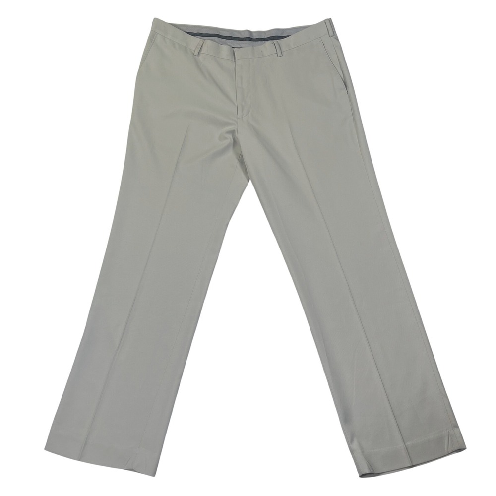 PGA Tour Golf Pants Beige Performance Stretch Flat Front Classic Chino 40x32